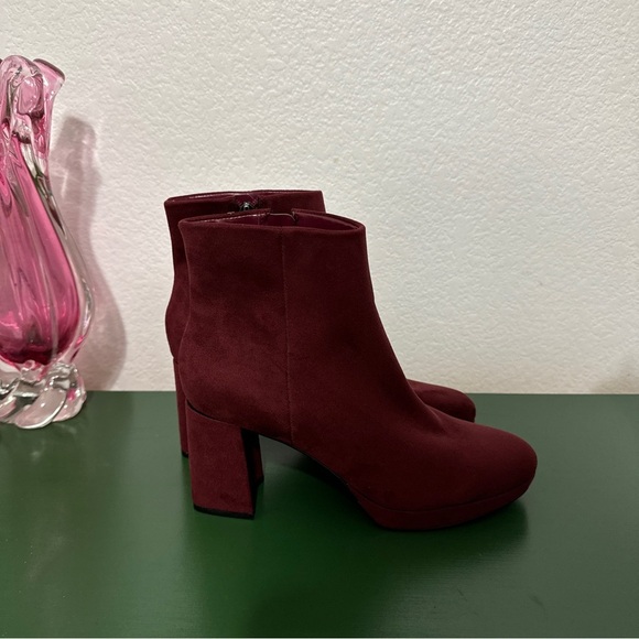 Calvin Klein Uda Wine Red Suede Ankle Platform Boot - Picture 6 of 13